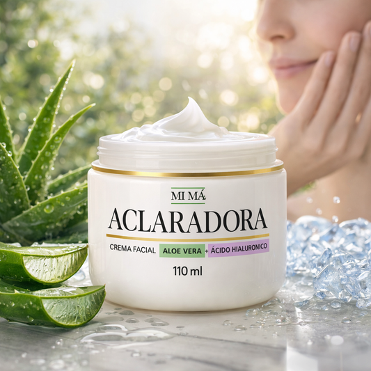 Crema Facial Aclaradora de Aloe Vera + Ácido Hialurónico Hidratante de Mi Má (110 ml)