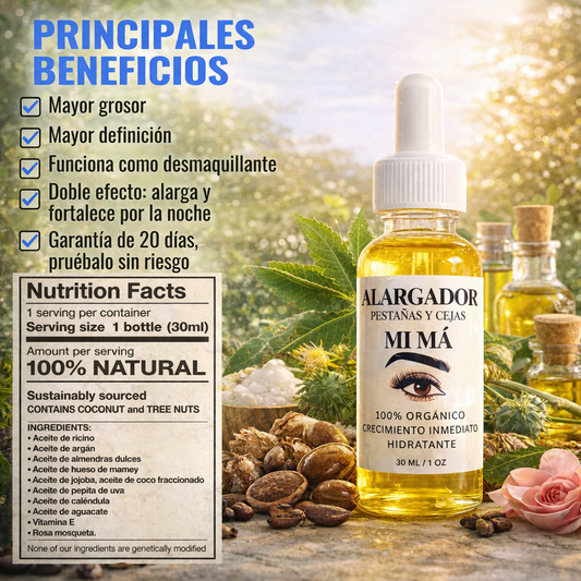 Alargador de Pestañas y Cejas mi Má | Hueso de Mamey + Ricino